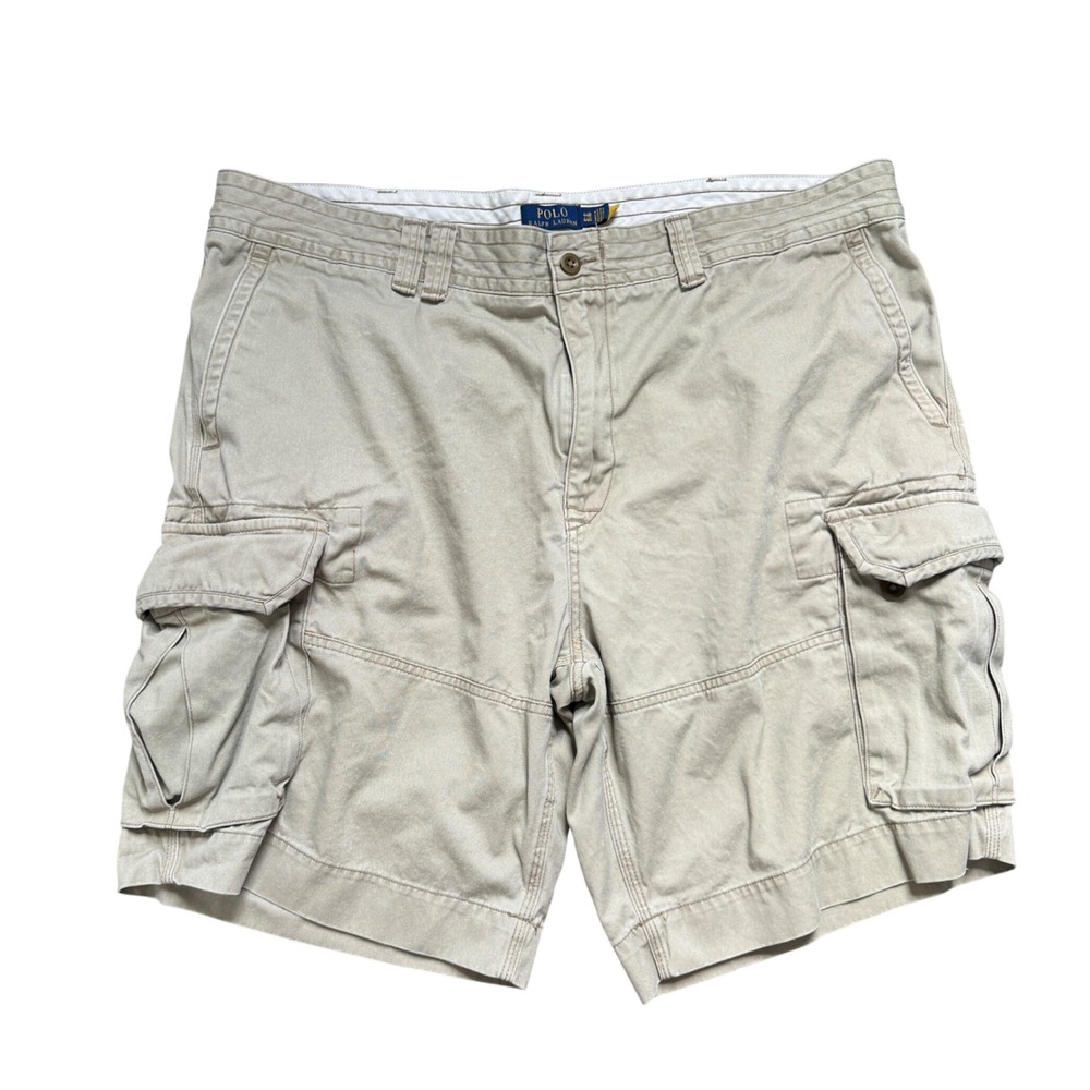 Polo Ralph Lauren Classic Chino Cargo Shorts Mens 44 Khaki Tan Beige Cotton